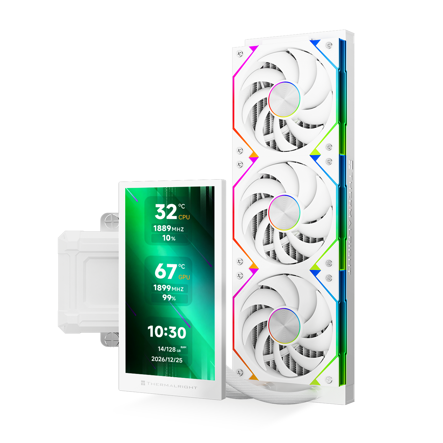Thermalright Dynamic Vision Pro 360 ARGB White Review: Active VRM Airflow with Articulated LCD